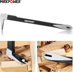 MAXPOWER 4-Pieces Pry Bar Set, 12-inch Utility Claw Pry Bar, 8-inch Nail Puller, 10-inch and 7-inch Flat Pry Bar Crowbar Claw