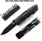 THE FRONT Multitool Knife, Pocket Knife, 13 in 1 Multi tool Folding Utility Plier, Bottle Opener Saw Screwdrivers Bottle Opener, for Camping Survival Hunting Fishing Hiking, Gifts for Men Dad