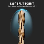 Cobalt Left Hand Drill Bit Set, 13Pcs M35 High Speed Steel Jobber Length Drill Bit Kit for Hardened Metal, Stainless Steel, Cast Iron, Wood and Plastic, with Index Storage Case, 1/16"-1/4"