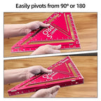 Pro 12 Inch Advanced Carpenter Square-Jig Block -Leve-Accurate Flatwork- Framing Square- Multi-Angle Measuring Tool (90° & 180°) for Carpenters & Architects (Red)