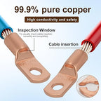 Thick Copper Electric Wire Lugs,10Pcs Bare Copper Gauge 4Awg-1/4(M6) Ring Heavy Duty Battery Cable Lugs Ends Ring Terminals Connectors with 10Pcs 3:1 Heat Shrink Tubing Assortment Kit
