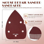 800 Grit Mouse Sander Sandpaper, Jamiikury 5 Hole Detail Sander Sandpaper Palm Sander Paper Mouse Sanding Pads Hook and Loop Sanding Sheets - Pack of 20