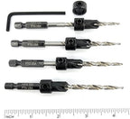 FTG USA Adjustable Wood Countersink Drill Bit Set 4 Pc #10 (3/16") with Tapered Drill Bit for Woodworking