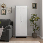 Broom Storage Cabinets, 65" Tall Broom Closet with Hanging Rod, Utility Closet Storage Cabinets with Doors and Shelves, Cleaning Tool Cabinet for Utility Room, Bathroom