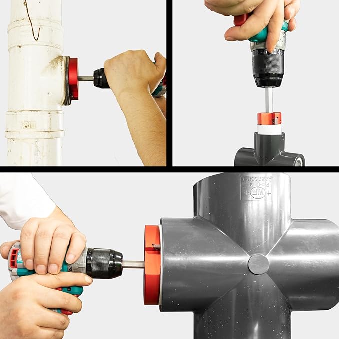 2 Wings PVC Pipe Reamer, Plastic PVC Pipe Fitting Saver Kit Fit into Standard 1/2" Drills 1.5inch Head Socket Saver Tool
