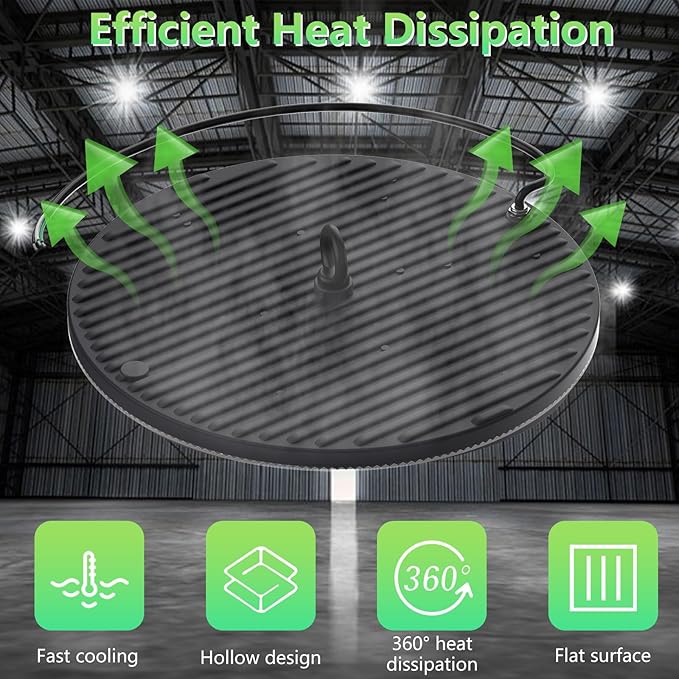 loyal LED High Bay Shop Lights: UFO Dimmable Commercial Lighting 6000K - for Warehouse Garage Workshop Gym NO Plug (500W, 4 Piece)