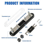 BOJACK ANL Fuse Holder with 500 Amp ANL Fuse, ANL Fuse Block with 2 Pieces 500A ANL Fuse, M10 Stud Terminals Maximum Current 750A, for Trucks, Cars, Ships, etc.