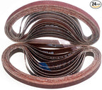 1/2 x 18 Inch Aluminum Oxide Sanding Belts, 4 Each of 40/60/80/120/180/240 Assorted Grits Abrasive File Belts for Air Belt Sander, 24-Pack