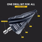 Four Sprial Flute M35 Cobalt Step Drill Bit, 1/4"-1-3/8" Ultra TiAIN Coated Unibit Step Bit, 1/4" Hex Shank Drill Bit for Metal, Stainless Steel, Aluminum, Copper, Wood, PVC