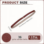 HARFINGTON 2 x 72 Inch Sanding Belts, 3 Pcs 36 Grits Aluminum Oxide Abrasive Belt Sander File Belt for Woodworking, Metal Polishing, Knife Sharpener