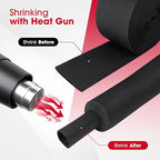 2 in 1 Ratio Heat Shrink Fabric Braided Sleeving, 1" - 24 feet Soft, Flexible and Sealing Black Shrinkable Braiding Sleeve