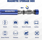 WORKPRO 24 in 1 Multi Bit Mini Screwdriver Set Magnetic, Manual Pen Screwdrivers, Tough S2 Steel Small Screwdriver Bits for Eyeglass, Watch, Laptop, Phone, Jewelry and Electronic, Blue
