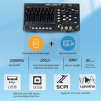 OWON Oscilloscope, OWON SDS220S Digital Oscilloscope 200MHz Bandwidth 2+1 Channel 1GSa/s Sample Rate with 25MHz Waveform Generator 7 inch LCD Display