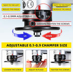 Pneumatic Chamfering Tool Handheld, Mini Air-Powered Chamfering Machine with 4 C-Blades (2 Pre-Installed), 45° Right-Angle Trimming, 1/4 Inch Air Inlet for Metal, Wood Beveling & Deburring