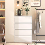 Superday Lateral File Cabinet 4 Drawer Metal File Cabinet with Lock, White Filing Cabinets for Home Office, Locking Filing Cabinets Hanging Files Letter/Legal/F4/A4