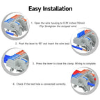 3Pcs Lever Wire Connectors, 2 in 10 Out, Push-in, 4-2.5 mm² Quick Wiring DIN Terminal Blocks, 36Pcs Wire Ferrules Terminals & 6.89 Inch DIN Rail Included