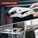 MAXPOWER 6 Pieces Wrench and Pliers Set, Come with Kitbag, Included 8" Long Nose and Lineman's Plier, 8" Adjustable Wrench, 6" Diagonal Cutter, 7" Locking Pliers, 10" Groove Joint Plier