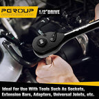 1/2-Inch Drive Ratchet Wrench, 90 Tooth Reversible Ratchet, 4-Degree Swing, Ergonomic Handle, Chrome Alloy Made, Quick Release Ratchet Wrench for Repairing, Home