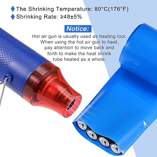 MECCANIXITY Battery Wrap PVC Heat Shrink Tubing 38mm Dia 60mm Flat 10 Feet(3meters) Blue Good Insulation for Battery Pack