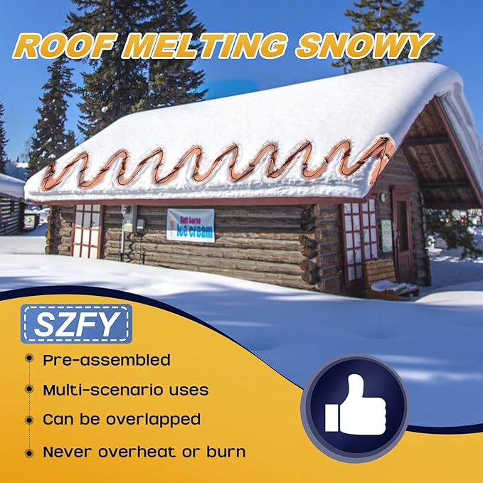 3FT~200FT Heat Tape for Water Pipes, -40°F Deicing Cable,Pipe Heat Cables for Roof,Gutter，Farm，Freeze Protetion Heating Wires, Heated Water Hose,Plumbing Fixtures,120V 5W/FT (140FT)