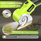 Cordless Electric Scissors: 4V Rechargeable Rotary Cardboard Cutter, 3000mAh Battery, with LED Light, 2 Blades, Box Cutter for Fabric Carpet Carton Plastic Leather Cloth