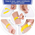 500 Pcs Yellow Paper Wristbands for Events Waterproof Neon Wrist Bands Adhesive Concert Identification Wristbands Hand Bands for Events (Yellow)