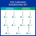 Dremel 729-01 11-Piece Carving & Engraving Rotary Tool Accessories Kit - Includes Engraving Bits & Grinding Stones- Ideal for Wood, Metal, and Glass