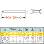 CS Unitec Screwdriver Phillips Head Non-Sparking, Non-Magnetic, Corrosion Resistant Type 0 (2.5mm) x 2-3/8" Round Shank TUV Certified EX803-0B