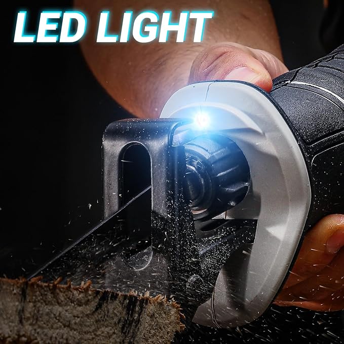 Cordless Reciprocating Saw: DEKOPRO 20V Lithium Ion Power Reciprocating Saw with Battery and Charger, Variable Speed Trigger, 25/32" Stroke Length, 0-2800RPM and 4-5/16" Max for Wood, Metal, PVC