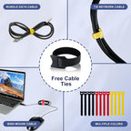 Flexible Neoprene Cable Management Sleeve 5ft - 1.5 inch, 2-Pack, Self-Adhesive Cord Organizer, Split Wire Loom Tubing Cord Protector for TV Computer Desk Office Hide&Cover Wires Protect Pets Kids