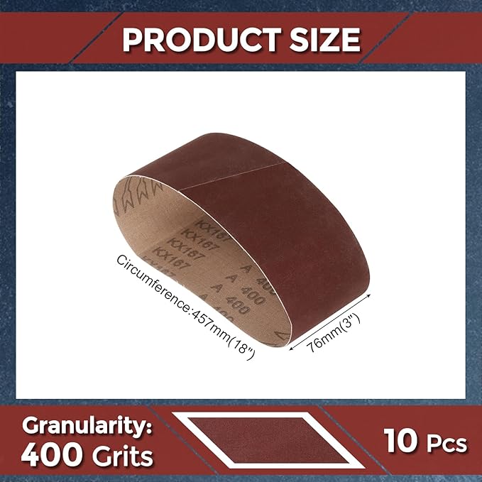 12 Pcs Sanding Belts 3 x 18 Inch 400 Grit Aluminum Oxide Abrasive Sandpaper for Belt Sander Metal Grinding Wood Working Weld Rust Removal