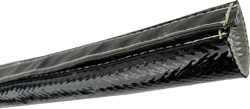 1-1/2 ID Fire Wrap 25" Length Heat Shielded Protection Sleeve Fire Thermo Armor Silicone Coated Fiberglass Hose 2 feet Length for Wires, Hoses, etc. (with Hook and Loop Closure)