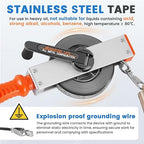 YJINGRUI 49ft/15m Oil Tank Gauging Tapes, Explosion-Proof Oil Gauging Tape, Stainless Steel Sounding Tape Measure with 400g Brass Plumb Bob and Explosion Proof Grounding Wire