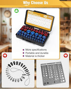 Thread Checker, 52pcs Nut and Bolt Thread Checker, 28 Inch & 24 Metric Box Set Thread Gauge, Bolt Size Finder for Size Check on Tricky and Narrow Area