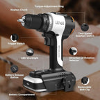 Litheli Cordless Drill Driver, Brushless Electric Power Drill with 2 Variable Speed, 1/2 Inch Keyless Chuck, 17+1 Clutch Settings with Maximum Torque of 530 In-lbs (Battery and Charger not Included)