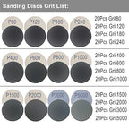 240Pcs 2 Inch Sanding Discs, Assorted 80 to 5000 Grit Silicon Carbide Hook & Loop Sandpaper with 1/4" 1/8" Shank Sanding Pads and Foam Buffering Pad for Wood Metal Car (2 inch 80-5000 Grit)