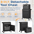 5-Drawer High Capacity Rolling Tool Chest, Removable Toolbox on Wheels Organizers, Lockable Tool Box Tool Storage Cabine with Drawers and Wheels for Workshop and Warehouse (Black)