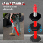 CJ Safety 44" Orange PE Delineator Post Cone, 44" Height Post, 10 lbs Recycled Rubber Base, 10" Reflective Band for Industrial (Set of 9)