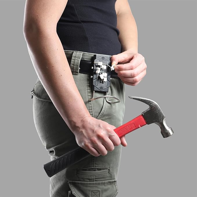 Stinger Magnetic Clip on Tool Hammer Holder for Belt, Strong Magnets Belt Clip Holster for Any Magnetic Tools and Hardware Holds Hammer, Wrench, Pliers, Screws, Nails, Drill Bit, Screw Driver