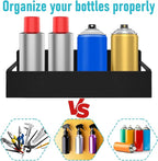 6 Pcs Magnetic Spray Can Holder, Magnet Toolbox Holder, Wall Mounted Spray Bottle Rack, Mechanic Paint Can Organizer, Tool Box Storage Rack for Garage Home Workspace (Black)