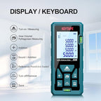 Distance Measuring Laser 165ft KEYTAPE Multifunction Measure Laser Ruler, Upgraded M/in/FT/FT+in Unit Switching Backlit LCD and Pythagorean Mode, DT50 Portable Handle Laser Distance Measurement Tool