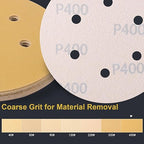 100 PCS 6 Inch 6 Hole Sanding Discs 400 Grit Hook and Loop Adhesive Round Sandpaper for Random Orbital Sander