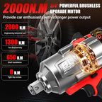 Cordless Impact Wrench 3/4" for Milwaukee 18V Battery, Impact Wrench 1500FT-LBS(2000N.m) High Torque Brushless Electric Impact, with 3 Speed Modes Power Impact Driver