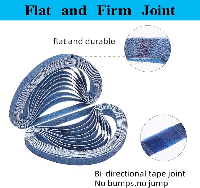 3/8" x 13" Zirconia Sanding Belts, 30 pack 3/8x13 Inch Sanding Belts 80 Grit, Zirconia Belt Sander Sanding Belts for Air File Belt Sander(3/8x13in, 80 Grit)