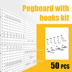 Peg Board, 4 Pack Metal Pegboard Panels White Pegboards Wall Organizer with Bent Frame Heavy Duty Peg Board for Walls Home, Garage Tool Storage, Office Organization, Craft Room, Kitchen