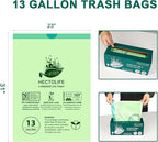 13 Gallon,50 Count, Compostable Trash Bags with Drawstring,Tear Resistant Kitchen Food Scrap Waste Bag, ASTM D6400, US BPI and Europe OK Compost Home Certified