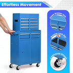 Rolling Tool Chest, 5-Drawer Tool Cabinet with Lockable Wheels and Detachable Top Tool Box, Tool Cart for Warehouse, Workshop, Blue