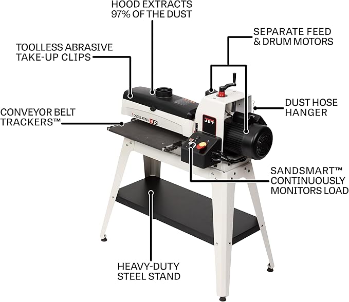 JET 16-Inch Oscillating Drum Sander, 1-1/2 HP, 115V 1Ph (Model JWDS-1632OSC)