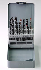 DRILLFORCE 18pc Combination Drill Set - HSS, Brad Point Wood, Masonry Drill Bits