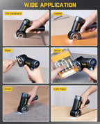 Fanttik C8 Nano Cordless Electric Scissors with LED Display, Rechargeable Cardboard Cutter with 2 Blades, EasySwap Blade Change, LED Light, for Thin Cardboard Carpet Leather - Black